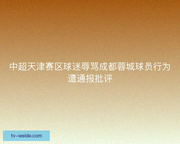 中超天津赛区球迷辱骂成都蓉城球员行为遭通报批评 中超天津赛区球迷辱骂成都蓉城球员行为遭通报批评