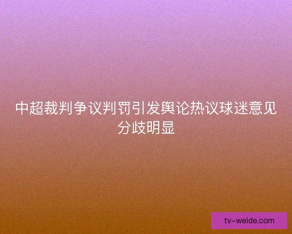 中超裁判争议判罚引发舆论热议球迷意见分歧明显 中超裁判争议判罚引发舆论热议球迷意见分歧明显
