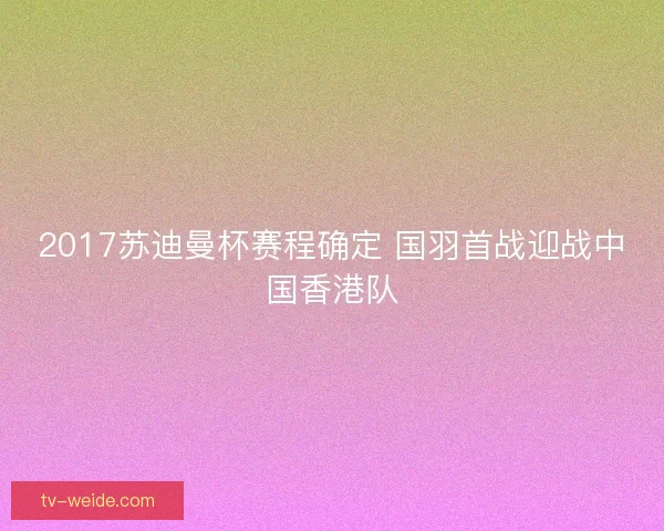 2017苏迪曼杯赛程确定 国羽首战迎战中国香港队