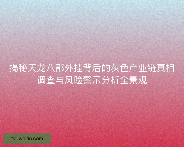 揭秘天龙八部外挂背后的灰色产业链真相调查与风险警示分析全景观